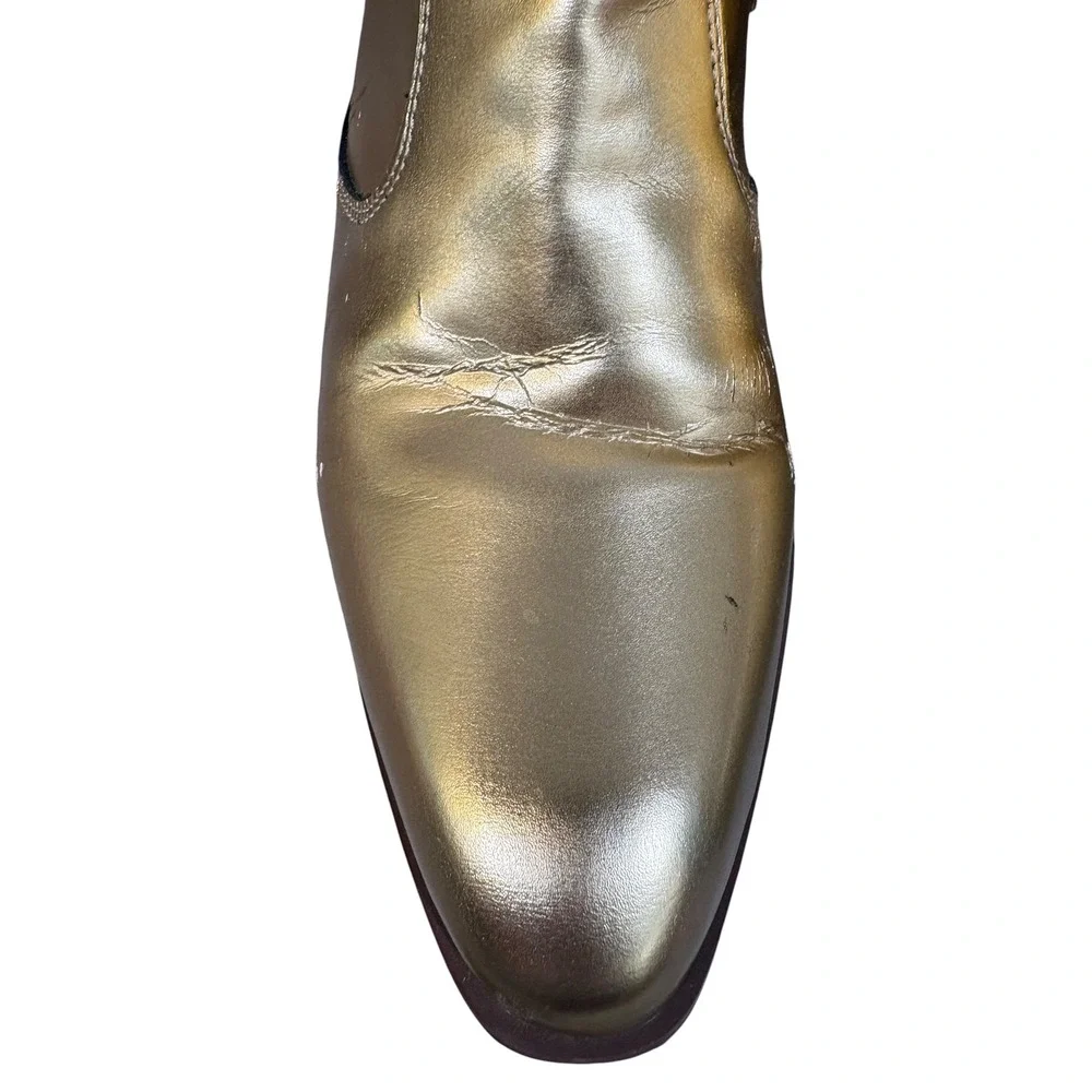 Straight To Hell Men's Vegan Richards Gold Boot 8.5 Chelsea Beatle Winklepickers